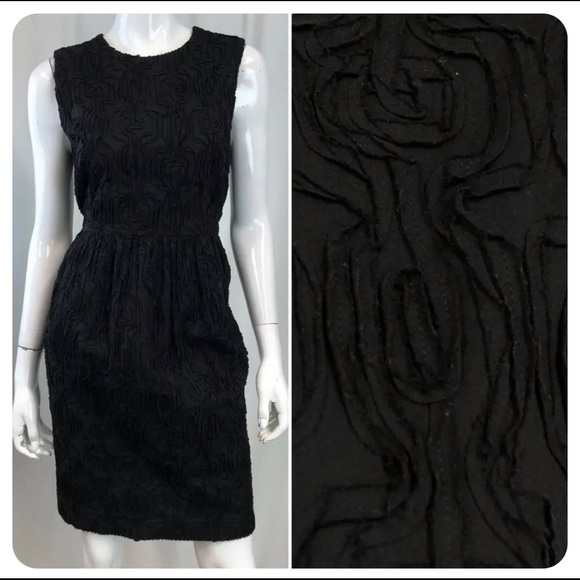 TALBOTS 100%Cotton Dress size 2 Textured Flowers  black Classic - Picture 1 of 13